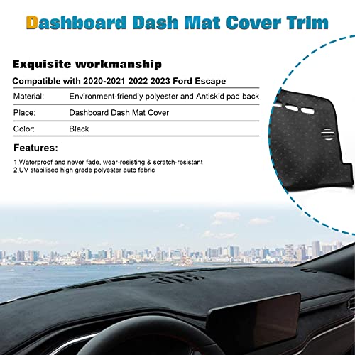 x xotic tech Center Console Dashboard Mat Pre-Cut Non-Slip Sunshield Sun Glare Protector Dash Carpet Pad Black Cover Compatible with Ford Escape 2020 2021 2022 2023 2024 2025 2026 - color: Compatible with Escape 2020-2026