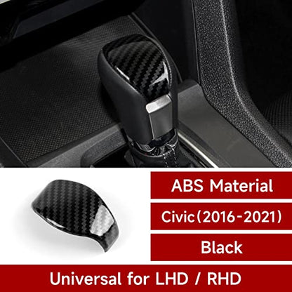 Gear Shift Knob Cap Trim Decals for Honda Civic 2016 2017 2018 2019 2020 2021 10th Gen Accessories ABS Carbon Fiber Stickers - color: Gear Shift Knob