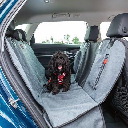 KONG Dog Car Seat Cover & Hammock 2-in-1 for Cars & SUV’s - Seat Protector Against Pet Fur & Dirt - Waterproof & Non-Slip with Mesh Visibility Window