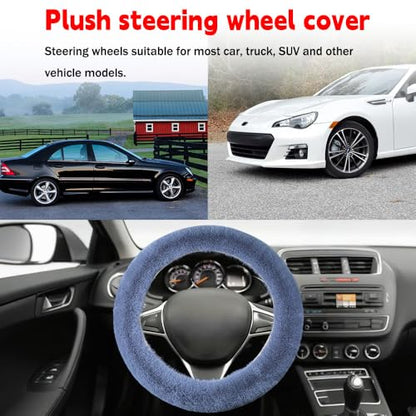 Fluffy Steering Wheel Cover, Winter Warm, Suitable for Most Car Steering Wheels in The 14-15 Inch Range (Grey, 1PCS) - color: Gray, size: 1PCS