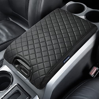 ISSYAUTO Center Console Cover Armrest lid Cover Compatible with 2009-2014 F150, Leather Arm Rest Covering for Car, Well-Make Durable Middle Console Cover Armrest Box Protective Cover - color: Leather[Full Cover the Console], size: 2009-2014 F150