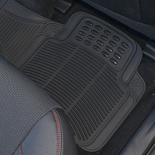 BDK Heavy Duty Rugged Ridged Complementary Rubber Rear Floor Mats Liners, All Weather Protection, Designed for Trucks Cars Sedan SUV