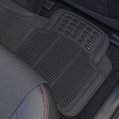 BDK Heavy Duty Rugged Ridged Complementary Rubber Rear Floor Mats Liners, All Weather Protection, Designed for Trucks Cars Sedan SUV