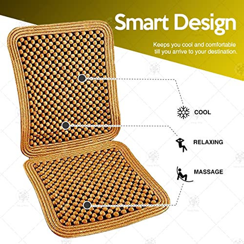Wood Beaded Comfort Seat Cushion Seat Cover – Wooden Beaded Car Seat Cover – Natural Wood Double Strung Beads – Massage Comfort Car Chair Cushion– Universal SUV Auto Office Home - color: Natural