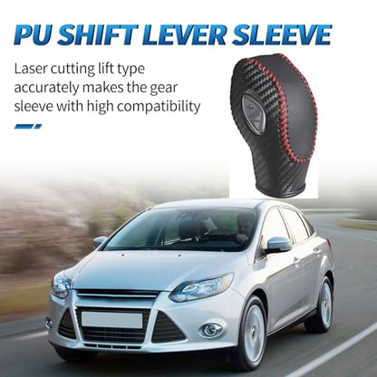 EATAKWARD PU Carbon Fiber Gear Shift Knob Cover Fit for Ford Focus (2012-2016), Fiesta (2014-2016), Fusion S, SE (2013-2016) - style: Type B