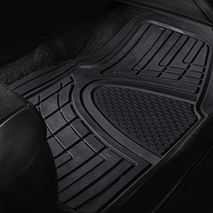 FH Group Automotive Floor Mats Universal Fit Climaproof for All Weather Protection Heavy Duty Rubber fits Most Cars, SUVs, and Trucks, Trim to Fit Black
