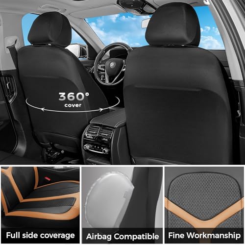 Car Seat Covers Full Set, Universal Seat Cover 5 Seats, Automotive Seat Covers with Mesh Leather, Waterproof Car Seat Protector, Breathable Car Seat Cushion for Most Car SUV Truck, Orange - color: Orange, size: Full set