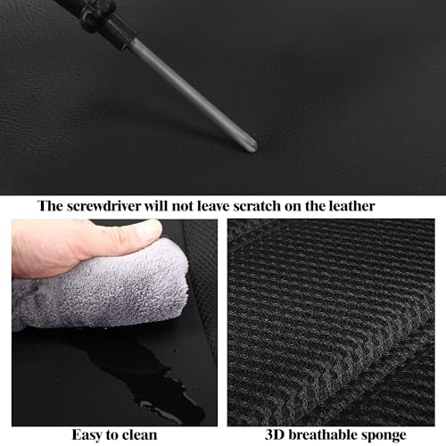 HChengkikz Seat Covers, Car Seat Covers Front Seats, Leather 3D Foam Back Support Car Seat Cover, Air Mesh Automotive Seat Covers, Airbag Compatible, Universal Fit Most Cars, Vans, Trucks, SUVs (2PCS) - color: N6 Black, size: Front Seat