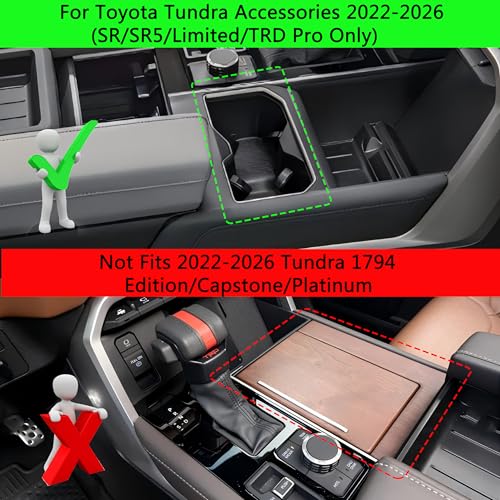 Cup Holder Insert for Toyota Tundra Accessories 2022 2023 2024 2025 2026 (SR/SR5/Limited/TRD Pro Only) Center Console Cup Holder TPE Drink Bottle Holder Organizer Cupholder Protector - size: for Toyota Tundra 2022-2025
