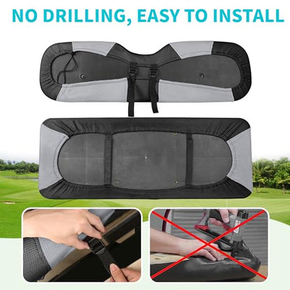 10L0L Golf Cart Seat Covers, Super Comfort Cooler Than Vinyl Seat Cover, Front and Rear Seat Cover for Yamaha EZGO Club Car, No Drilling Breathable Mesh Bench Seat Blanket, Machine Washable - color: Dark Gray + Black, style: Rear Seat - Universal for Yama