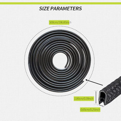 16.4FT(5M) Car Door Edge Guards, U-Shaped Rubber Door Protector, Black - color: Black