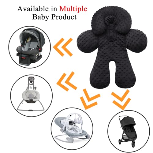 Pro Goleem Infant Car Seat Insert, Baby Head Neck Body Support, Soft Minky Newborn Car Seat Insert, 2-in-1 Reversible, Boys and Girls, Black - color: Black