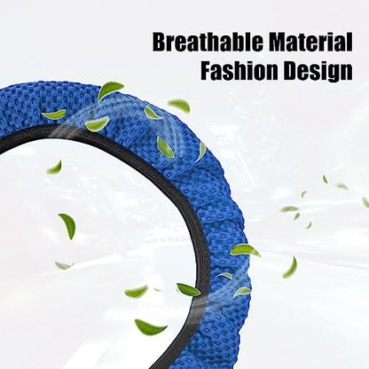 X AUTOHAUX Steering Wheel Cover Universal Elastic Stretch Antislip Breathable Microfiber Ice Silk Interior Trim Wheel Protector for Car Truck SUV Blue - color: Blue