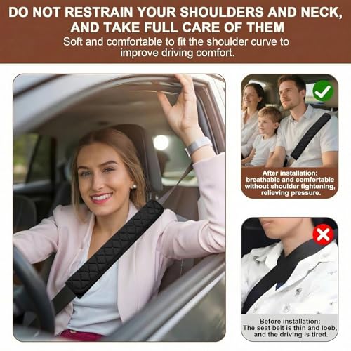 2 Pcs 15.5 Inch Extra Long Car Seat Belt Covers, Soft and Comfortable Harness Pad for Adults and Kids, Long-Lasting Fabric Material Easy to Install Universal Fit for Cars Trucks SUV - size: 15.5in, 2pcs