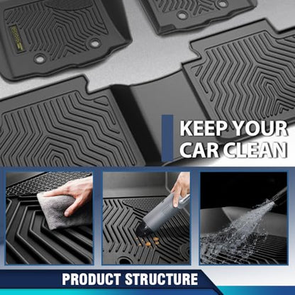 PIT66 TPE Floor Mats Compatible with Tesla Model S 2015-2020 (Only for Model S Badging) (Heavy Duty) 1st & 2nd Row All Weather Cover Protection Cargo Liners alfombras para carro - size: Fit Tesla Model S 2015-2020 | 3PCS