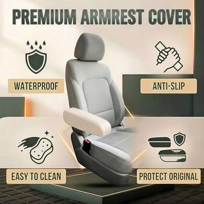 JDDRY Car Front Seat Armrest Covers Leather,Car Armrest Protectors,Auto Arm Rest Cover Replacement,Universal for MPV/SUV/Truck(Beige,2PC) - color: Beige-2PC