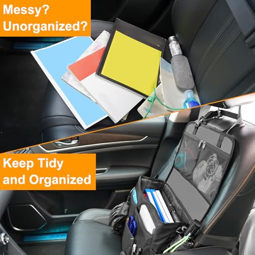 Car Front Seat Organizer, Patrol Bag Law Enforcement, Hanging Passenger Seat Car Organizer with 17 Inch Laptop Storage, Adjustable Strap Backseat Organizers for Truck Office, Police, Black