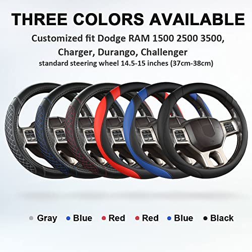 West Llama Customized Auto Car Steering Wheel Cover for Dodge 1989-2011 RAM 1500 2500 3500, Charger, Durango, Challenger (Black-Standard Size) - color: A-Black, size: Standard Size (14 ½''-15'')