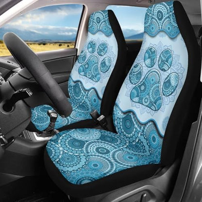Dreaweet Boho Car Seat Covers Front Seats Dog Paw Car Accessories for Women 2 Piece Washable Front Seat Cover Universal Fit Most Vehicle SUV Sedan Trucks,Blue - color: Boho Dog Paw Blue