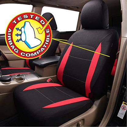 Flying Banner Car Seat Covers Full Set Front Seats and Rear Bench Polyester car seat Protectors Black Gray Purple airbag Compatible Rear Bench Split (Black Red) - color: Black Red