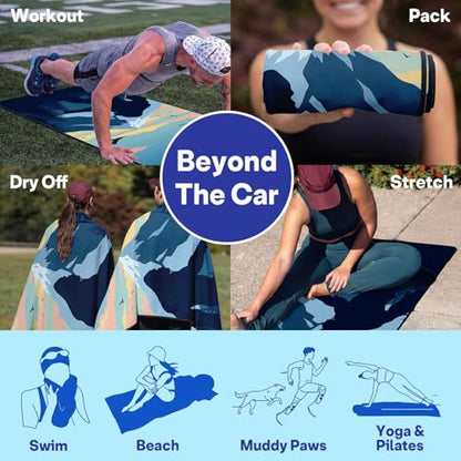 2 Pack Car Seat Towel Covers, Sweat Protector for Front Seats, Premium Thickened Microfiber with Elastic Strap, Breathable & Quick Dry, Machine Washable Cover for Gym Running Universal Fit, Sasquatch