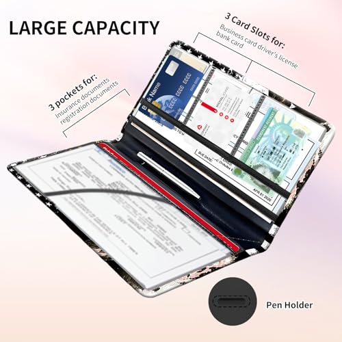 Premium Car Registration and Insurance Card Holder, Cute PU Leather Car Document Holder, Vehicle Glove Box Car Organizer with Magnetic Closure for Driver License, Cards American Flag - color: American Flag