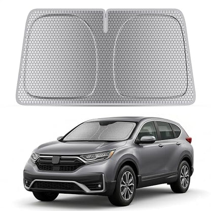 helloleiboo Windshield Sun Shade for Honda CR-V 2023-2026 Graphene Honeycomb Heat Shield with UV Protection Foldable Custom Fit Front Window Sunshade Silver 57" x 30" - size: For Honda CR-V (2023-2026)