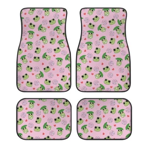 Frog Donut Pink Car Floor Mats Front & Rear Car Mats Universal Fit for SUV,Vans,sedans, Trucks,Set of 4pcs Car Carpet - color: Frog Donut Pink