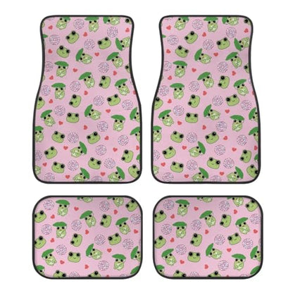 Frog Donut Pink Car Floor Mats Front & Rear Car Mats Universal Fit for SUV,Vans,sedans, Trucks,Set of 4pcs Car Carpet - color: Frog Donut Pink