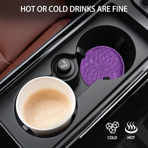Car Coasters for Cup Holders [4 Pack] - 2.75In Silicone Auto Mug Mats - Universal Non-Slip Recessed Car Interior AccessoriesDeep Purple - color: 4pack-deep Purple