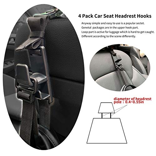 4-Pack Headrest Hooks for Car Universal Interior Auto Vehicle Back Front Seat Hanger Holder Organizer for Handbags Purses Coats and Grocery Bags - size: 4pack