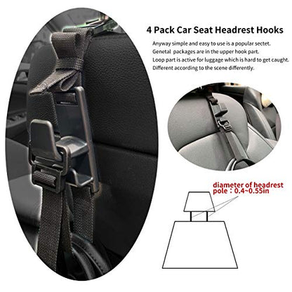 4-Pack Headrest Hooks for Car Universal Interior Auto Vehicle Back Front Seat Hanger Holder Organizer for Handbags Purses Coats and Grocery Bags - size: 4pack