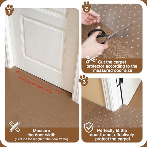 Carpet Protector for Cats & Dogs, 3.6 Ft Clear PVC Doorway Mat, Heavy Duty Anti Scratch Threshold Protector, Non-Slip Pet Damage Guard