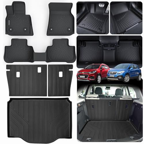 Floor Mats & Trunk Mat & Backrest Mat for Chevrolet Chevy Trax 2023 2022 2021 2019 2018 2017 2016 2015 2014 & for 2013-2023 Buick Encore All Weather Protection Car Floor Liners & Cargo Liners - size: For 2013-2023 Trax/Encore