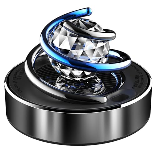 Shkalacar Solar Powered Rotating Car Aromatherapy Diffuser with Crystal Ball Interior Decoration Accessories - color: Silver