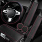 NBTEPEM 6 PCS Car Steering Wheel Cover Set, Microfiber Leather Steering Wheel Covers Universal 14.5-15 inch, Center Console Cover, Seat Belt Cushion, Cup Holder Coaster, Car Accessories Set Pink - color: Black with pink, size: Steering Wheel Cover Set