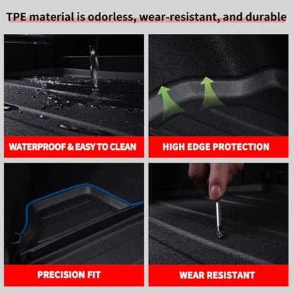 Floor Mats for 2014-2018 Chevy Silverado GMC Sierra 1500 Crew Cab, 2015-2019Chevrolet Silverado/Sierra 2500 HD/3500 HD Crew Cab TPE All Weather Protection Car Floor Liners Accessories - size: 2014-19|For Silverado GMC|2st