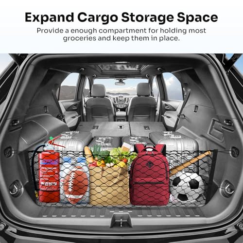 Canvcle Trunk Cargo Net for 2018-2025 2026 Chevy Equinox & GMC Terrain Accessories Envelope Style Mesh Trunk Net Organizer and Storage Stretchable Elastic Nylon Rear Cargo Netting with Hooks - style: for Chevy Equinox