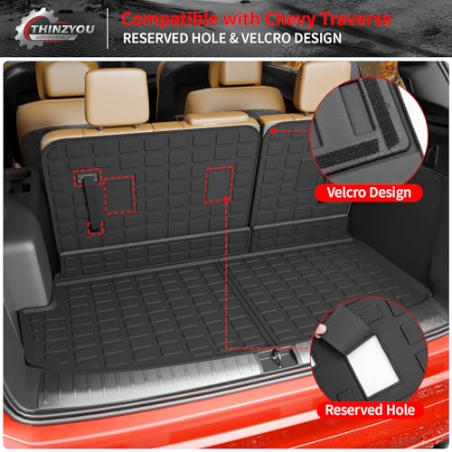Floor Mats Compatible with 2018-2023 (Fit 2024 Traverse Limited) Chevrolet Traverse Cargo Liner Mat Back Seat Cover 7 Seat 2023 Chevy Traverse Accessories (Trunk Mat+Backrest Mats+Floor Mats) - style: For Chevrolet Traverse 7-Seater | 2018-2023