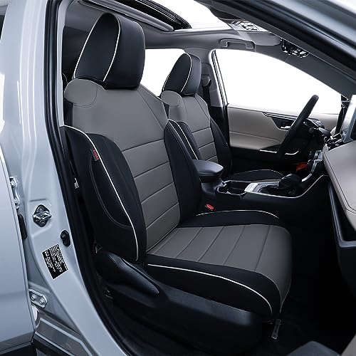 EKR Rav4 Seat Covers Custom Fit for Toyota Rav4 LE(NOT for Hybrid) 2013 2014 2015 2016 2017 2018,Leather Car Seat Cover for Trucks SUV Full Set,Faux Leather(Black/Gray) - color: Black/Gray, size: 2013-2018 RAV4 LE(Not for Hybrid)