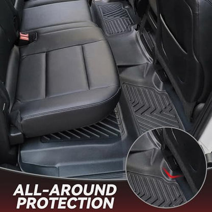 YITAMOTOR Floor Mats for 2014-2018 Silverado/Sierra 1500, 2015-2019 2500HD 3500HD, Crew Cab w/Bench Seat Carpet Floor, Custom Fit All Weather TPE Rubber Liners, Chevy Silverado GMC Sierra Accessories - style: 14-18 1500 & 15-19 2500HD 3500HD Silverado/Sie