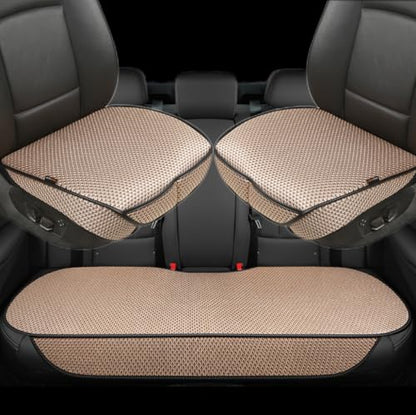 Breathable Universal Four Seasons Car Seat Covers, Luxury Include Front Car Seat Protector and RearCar Seat Cushion,Compatible with 95% Vehicles， Fit for Cars Truck SUV (Beige,3PCS) - color: Beige-3PCS