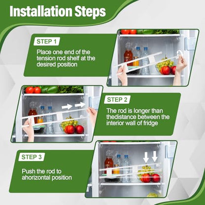 2 Sets Double RV Refrigerator Bars, RV Tension Rods with Adjustable Length - 15.7 to 27.6 Inches, White
