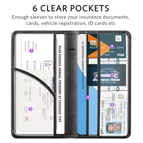 CoBak Car Registration and Insurance Holder - Vehicle Glove Box Car Organizer,Auto Truck Comparment Accessories Case with Magnetic Closure for Driver License,Cards - color: L-Route Peak Black
