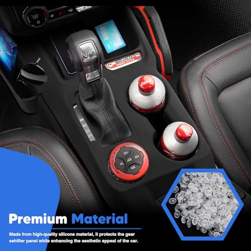Center Console Gear Shift Panel Trim Cover, Silicone Gear Shifter Cover for Ford Bronco 2021-2026 Auto Transmission, with Storage Tray & Cup Holder Insert(No for Manual Transmission)