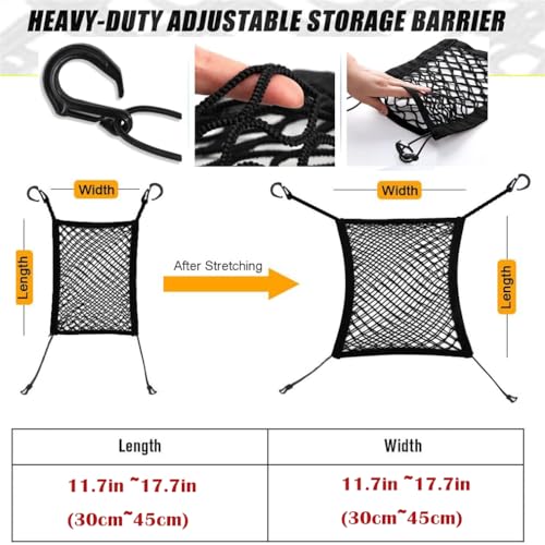 DYKESON Dog Car Net Barrier Pet Barrier with Car Mesh Organizer for Dog & Child, Safety Divider with Upgraded Storage Pouch, Easy Install for Cars & SUVs