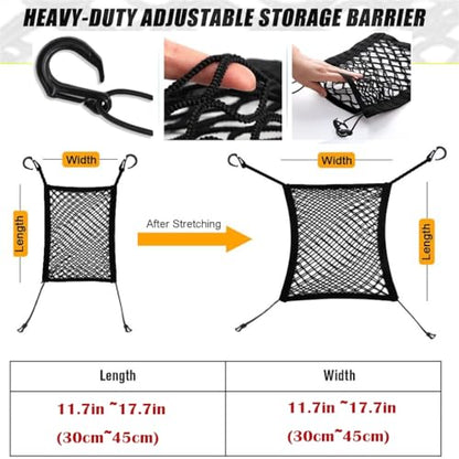 DYKESON Dog Car Net Barrier Pet Barrier with Car Mesh Organizer for Dog & Child, Safety Divider with Upgraded Storage Pouch, Easy Install for Cars & SUVs