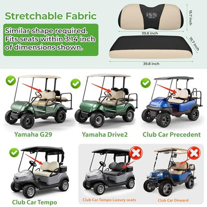 10L0L Golf Cart Seat Covers, Super Comfort Cooler Than Vinyl Seat Cover, Front and Rear Seat Cover for Yamaha EZGO Club Car, No Drilling Breathable Mesh Bench Seat Blanket, Machine Washable - color: Black + Beige, style: Front Seat - For Yamaha & Club Car
