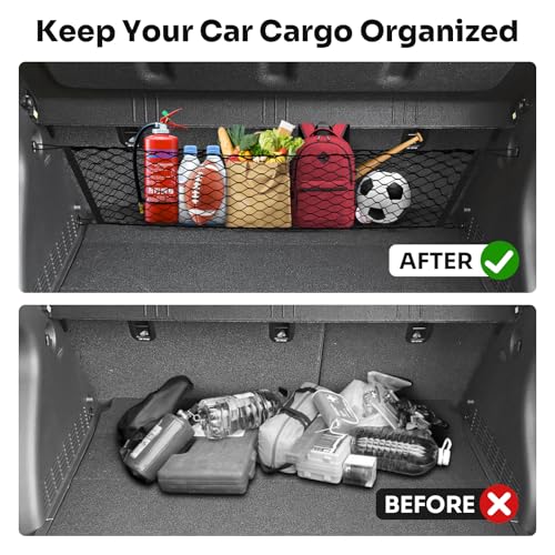 Canvcle Trunk Cargo Net for 2024-2026 Hyundai Kona Accessories Envelope Style Mesh Trunk Net Organizer and Storage Stretchable Adjustable Elastic Nylon Rear Cargo Netting with Hooks - style: for Hyundai Kona