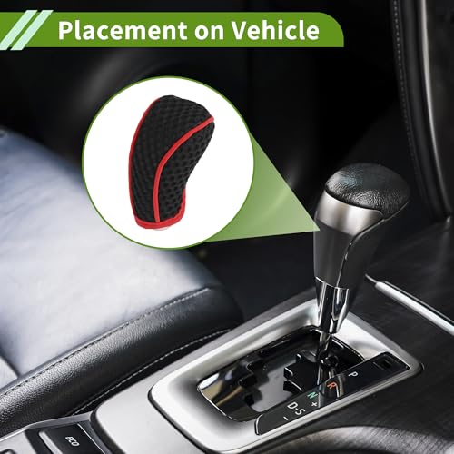 Universal Gear Shift Knob Cover Stick Shifting Handle Protector Manual Fabric 1Pc Anti-Slip Black - color: Black Red